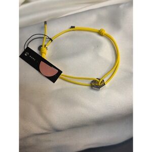 Marc by Marc Jacobs Yellow Cord Hex Nut Adjustable Bracelet Silver Tone NWT